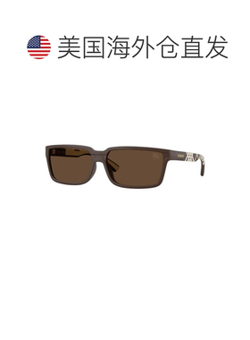 自营Burberry方形全边缘太阳镜，哑光黑色镜框和黑色镜片Be4495D3