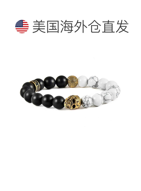 自营Crucible Los Angeles 单金色骷髅弹力手链，配 10 毫米哑光