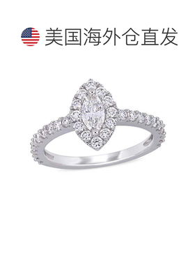 自营Mimi & Max 1ct TW Diamond Halo Engagement Ring 14k White