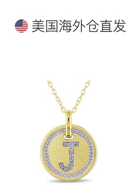 自营 Mimi & Max J 首字母钻石配饰吊坠配镀黄色纯银链条 - 黄色