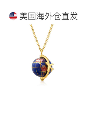 自营Ross-Simons 意大利多宝石世界旅行地球吊坠项链 18 克拉金 -