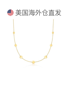 自营 Ross-Simons 意大利 14 克拉黄金多尺寸圆盘站项链 - 18 英