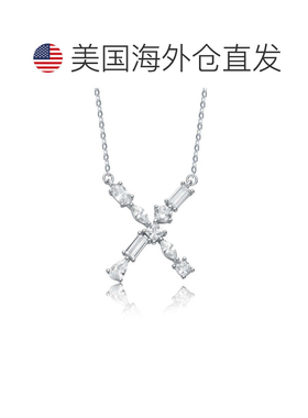 自营geneviveSterling Silver White Gold Plated with Clear Cub