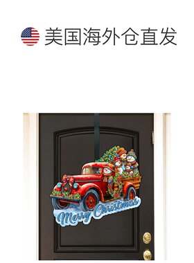 自营 圣诞快乐雪人家庭卡车门挂钩，G. Debrekht 设计 - 多色 美
