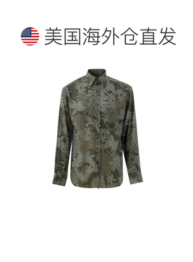自营Tom Ford Lyocell Pattern Men's Shirt - green 美国奥莱直