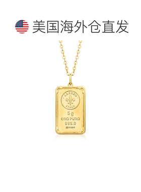 自营Ross-Simons 24kt 黄金百合花 5 克锭吊坠项链带14kt 金框 20