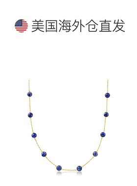 自营 Ross-Simons 8 毫米蓝色青金石珠站项链 14 克拉黄金 - 36