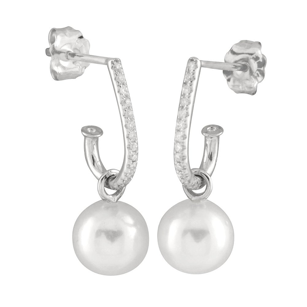 splendid pearls14k White Golddangling Removeable Pearl Earri - 图2