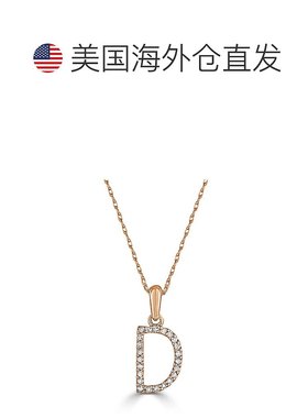 自营 sabrina14k 玫瑰金和钻石初始项链 - 玫瑰 d 美国奥莱直发