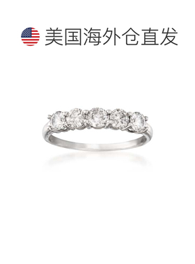 自营 14kt 白金 Ross-Simons 钻石 5 石戒指 - 白色 美国奥莱直发