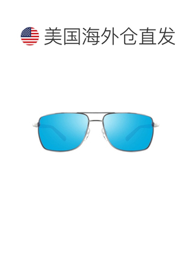 自营revoChrome Ray钛混纺矩形太阳镜-蓝色 美国奥莱直发