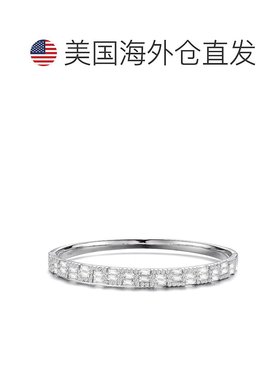 自营 GENEVIVE 925 纯银立方氧化锆两排口音手镯 - 银白色 美国奥