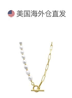 自营 Adornia 珍珠和回形针链扣项链金色 - 白色 美国奥莱直发