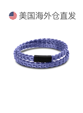 自营Bruno Magli Mens Fishtail Leather Wrap Bracelet, Indigo