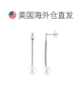 自营splendid pearls垂坠纯银 7.5-8 毫米淡水珍珠耳环 - 白色 美