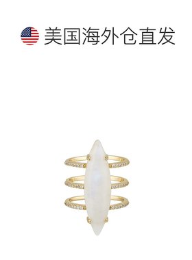 自营 Adornia 月光石侯爵戒指 14k 镀金纯银 - 白色 美国奥莱直发