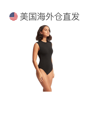 自营Women's Seafolly Eco Collective Swimsuit Black Stretch O