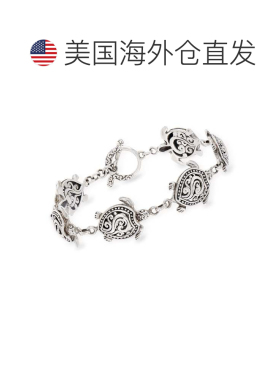 自营Ross-Simons 纯银海龟巴厘岛风格手链 - 8.5 英寸 美国奥莱直