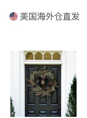 自营 safavieh人造 24 英寸松花环带松果和蓝莓 - 绿色/蓝色 美国