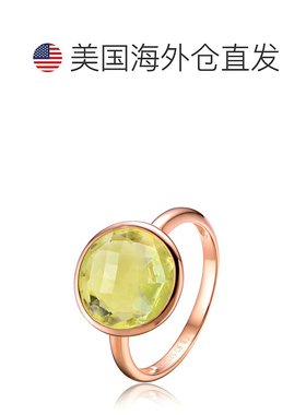 自营 GENEVIVE 纯银镀玫瑰金浅绿色立方氧化锆鸡尾酒戒指 - 绿色