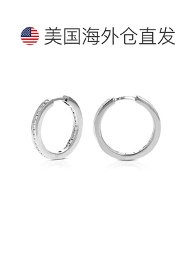 自营vir jewels1/2 克拉圆形实验室培育钻石圈形耳环 0.925 纯银