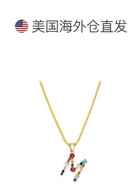 adornia14K 镀金多色宝石字母项链 - 金色 - m 【美国奥莱】直发