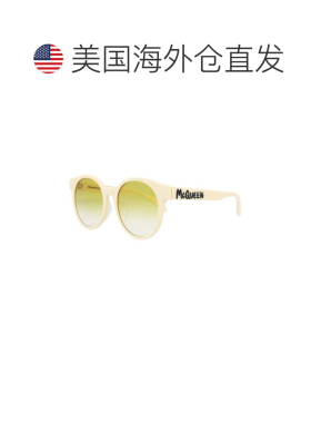 自营Alexander McQueen女士55 mm白色太阳镜-白色 美国奥莱直发