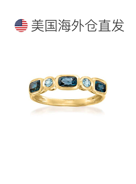 自营14 克拉黄金 Ross-Simons London 和天蓝色托帕石戒指 蓝色