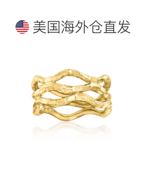 自营 Ross-Simons 14kt 黄金波浪镂空戒指 - 黄色 美国奥莱直发