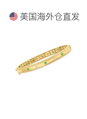 自营Ross-Simons 祖母绿花朵手镯手镯，配以 18kt 金钻石配饰 - 8