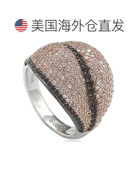 自营Suzy Levian 纯银密钉粉色和黑色方晶锆石戒指 - 粉色 美国奥