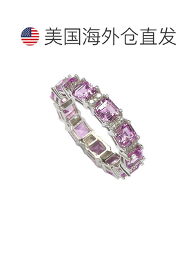 自营Suzy Levian 纯银粉色蓝宝石和钻石口音永恒戒指 - 粉红色 美