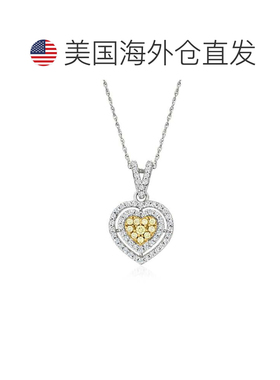 自营Ross-Simons Yellow and White Diamond Heart Pendant Neckl