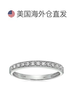 vir jewels1/6 克拉 10K 金带锯状滚边的小巧钻石结婚戒指 - 白色