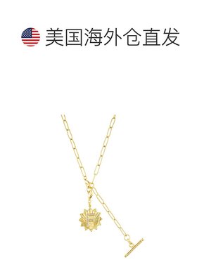 adornia14k 镀金可调节回形针套索，带水晶首字母徽章 - gold-f