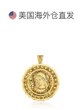 自营 Ross-Simons 意大利 14kt 黄金母亲玛丽花丝奖章吊坠 - 黄色