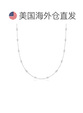 自营Ross-Simons 14kt 白金包边镶钻石工位项链 - 18 英寸 美国奥