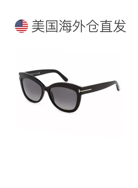 自营 tom ford汤姆 福特猫眼全轮圈，闪亮的黑色框架和烟雾偏振镜