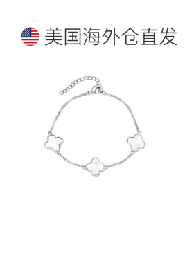 自营adorniaSilver Plated White Mother of Pearl Clover Statio