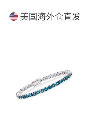 自营925 纯银 Ross-Simons 伦敦蓝色托帕石网球手链 - 8 英寸 【