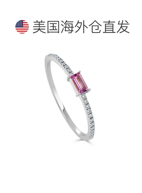 自营sabrina14K White Gold Pink Tourmaline & Diamond Band - w