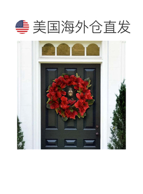 自营safavieh人造 24 英寸孤挺花和玉兰叶花环 - 红色/绿色 美国
