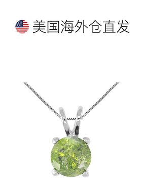 自营 vir jewels1.75 克拉绿钻单石吊坠 14K 白金圆形配链 - 白色
