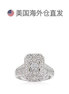 自营 925 纯银 Ross-Simons 钻石涡旋式戒指 - 白色 美国奥莱直发