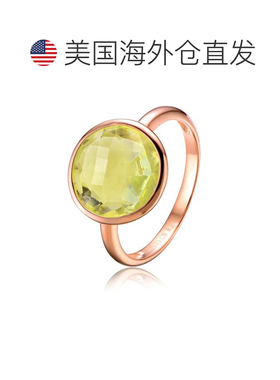 自营GENEVIVE 纯银镀玫瑰金浅绿色立方氧化锆鸡尾酒戒指 - 绿色