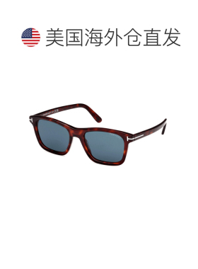 自营Tom Ford红色哈瓦那醋酸矩形蓝色男士太阳镜FT1179 54v 54-哈