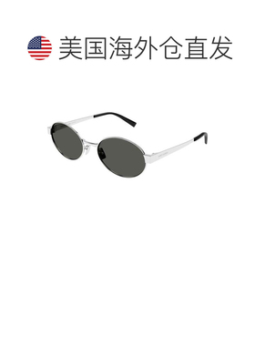 自营saint laurent银色Sl 692金属圆形太阳眼镜-灰色 美国奥莱直
