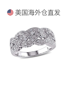 自营mimi & max1/8 CT TW 925 纯银编织钻石戒指 - 白色 美国奥莱