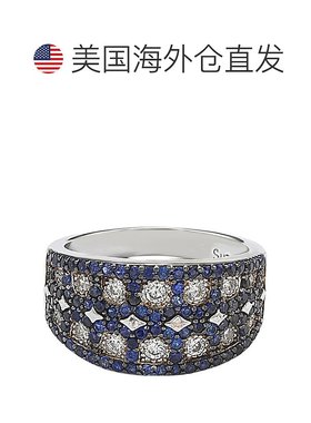 自营 Suzy Levian 纯银打造蓝色蓝宝石马赛克戒指 - 蓝色 美国奥