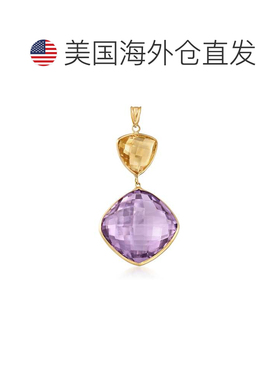 自营Ross-Simons 14 克拉黄金紫水晶和黄水晶吊坠 - 紫色 美国奥